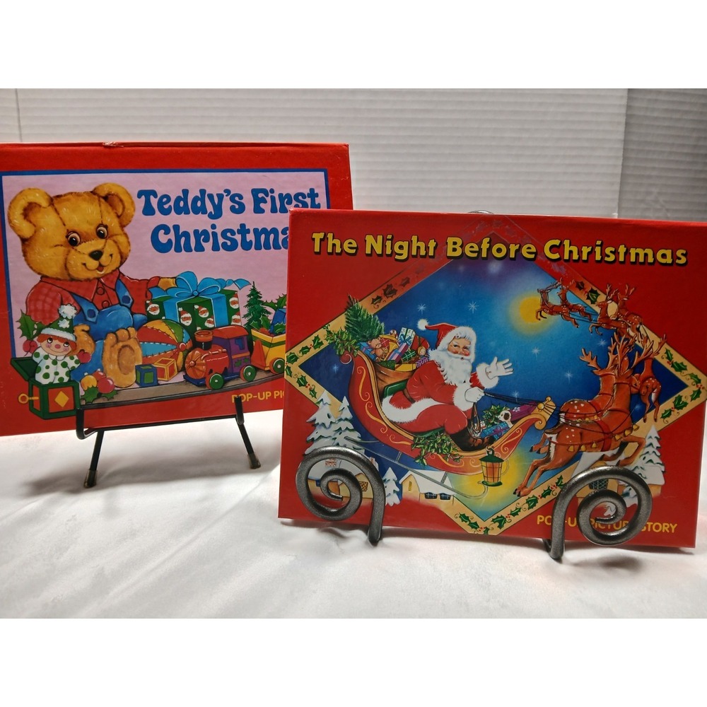 Vintage 1991 Christmas Pop-Up Books Lot of 2 Brown Watson Teddy/ Night Before